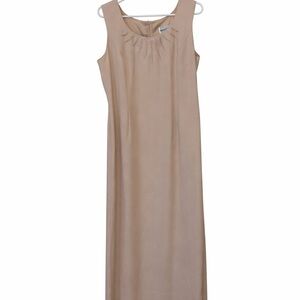 Vintage Chic Karen Miller Beige Maxi Dress with beaded collar. Sz 14.